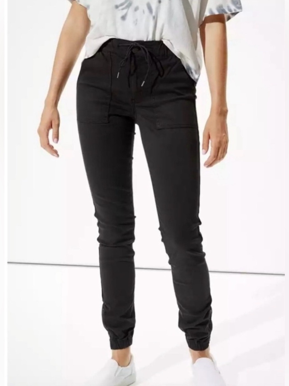 American Eagle Black Joggers with Zipper Ankle